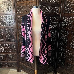 Pink & Black Tribal Print Boho Cardigan